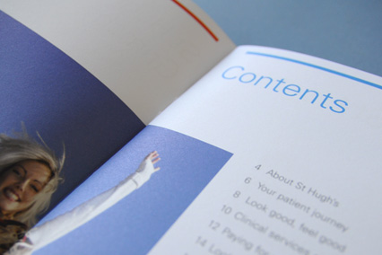 A closeup of the contents page