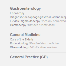 The treatments page