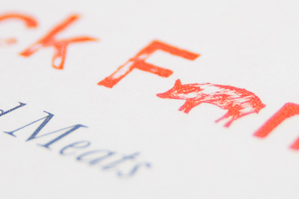 A closeup of the business cards